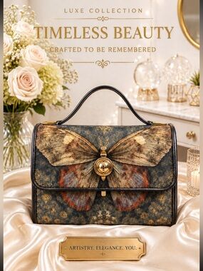 Cottagecore Luna Moth Forest Canvas Satchel bag